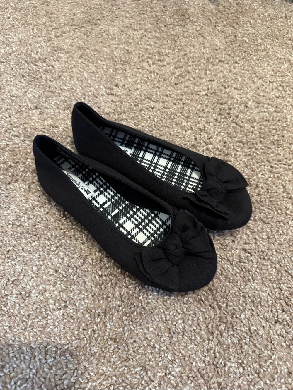 Black Bow Ballet Flats - Women's Comfortable Slip-On